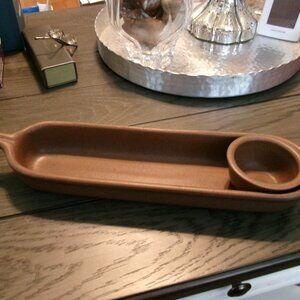 BENNINGTON POTTERS 1966 Banneton BROWN Bread Server TRAY &BUTTER BOWL David Gil